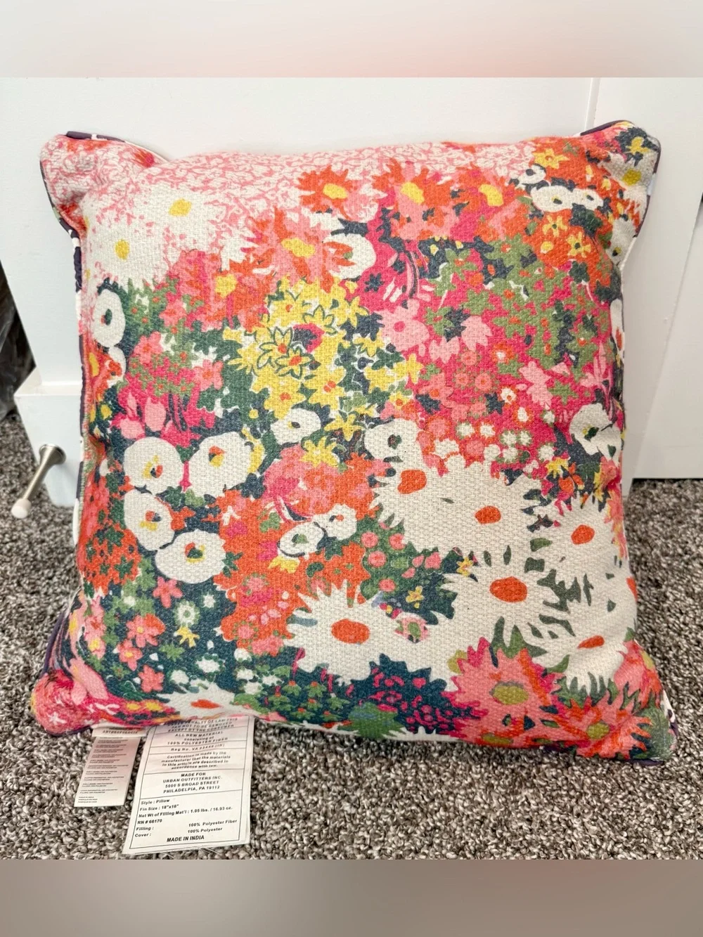 Anthropologie Floral Throw Pillow 18x18 Poppy Daisy  Sarah Campbell